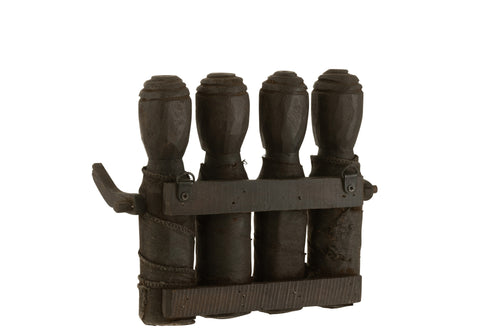 J-Line kapstok Puppets - hout - zwart