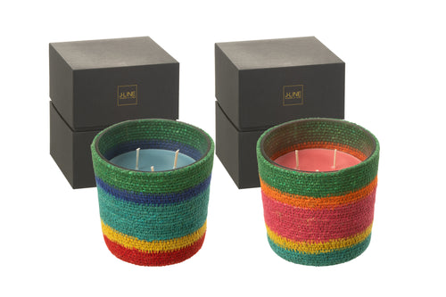 J-Line geurkaars Mand - Woody Aurora - mix - small - 45U - 2 stuks - vtwonen shop