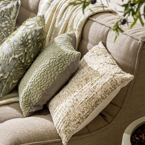 NILO - sierkussen 45x45 cm - bladmotief - Oil Green - groen