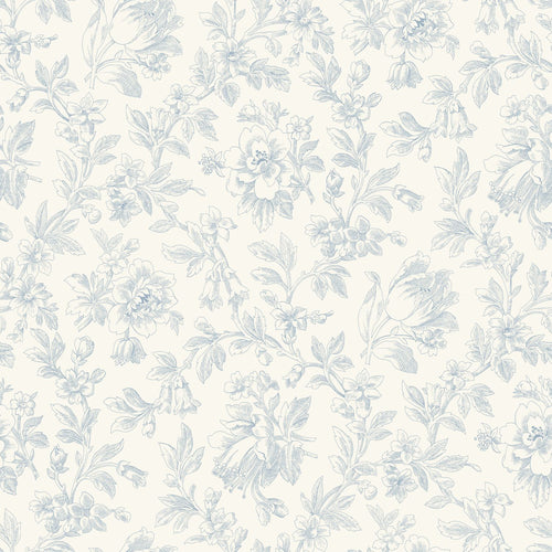 ESTAhome behang elegante bloemen lichtblauw - 50 x 900 cm - 132103