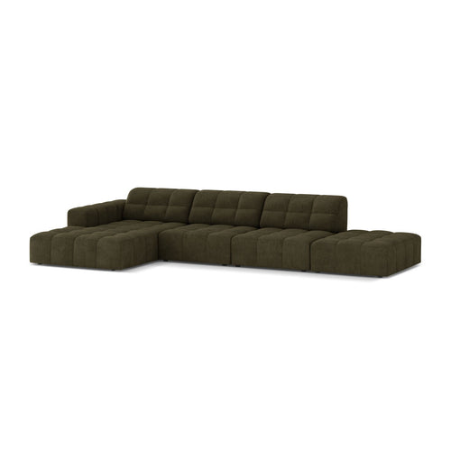 Cosmopolitan Design - Linker hoekbank Chicago 5-zits, chenille groente - 167x348x78cm