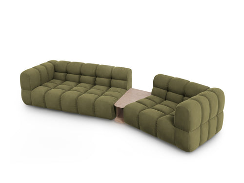 Cosmopolitan Design Rechte modulaire bank Sky 3-zits, flueel, lichtgroen - 148x353x70cm