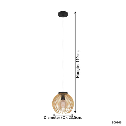 EGLO hanglamp Venezuela - e27 - ø 23,5 cm - goud/zwart