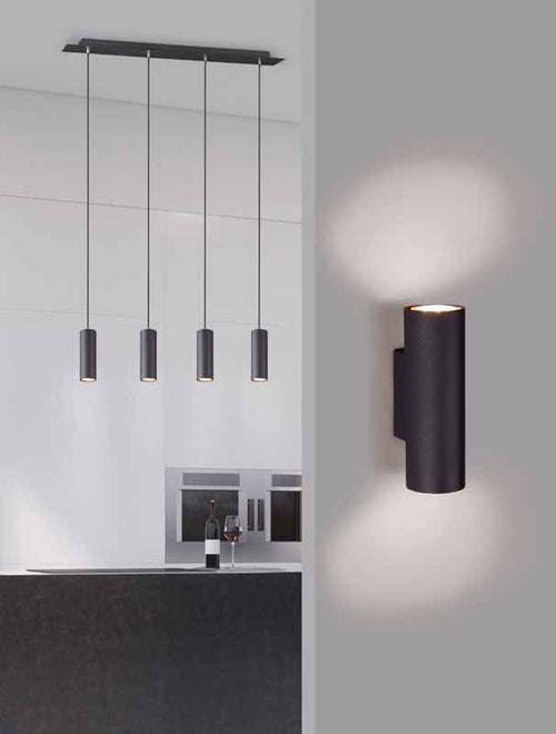 Trio Marley Wandlamp - 2-lichts GU10 - Zwart