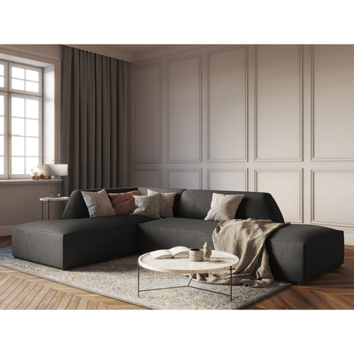 Cosmopolitan Design - Modulaire hoekbank links Siena 4-zits, ribfluwelen donkergrijs - 180x273x69cm