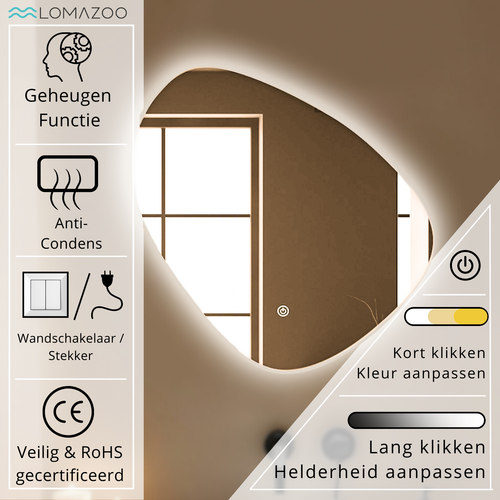 LOMAZOO badkamerspiegel Zürich - met LED verlichting - ovaal - 80 x 80 cm