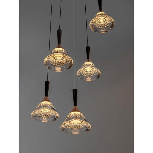 Nova Luce PALUZ Hanglamp met clusterconstructie, roségoud, matzwart, Triac dimbare LED, 30W, 1558lm, 3000K