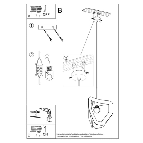 Sollux Lighting Hanglamp TRES wit - 33x33x130cm