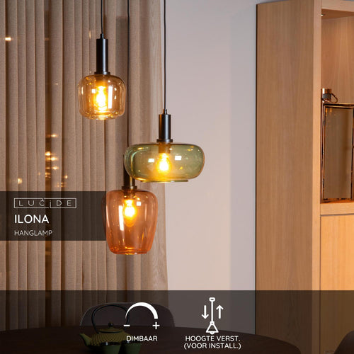 Lucide hanglamp ILONA - 3xE27 - Zwart - vtwonen shop