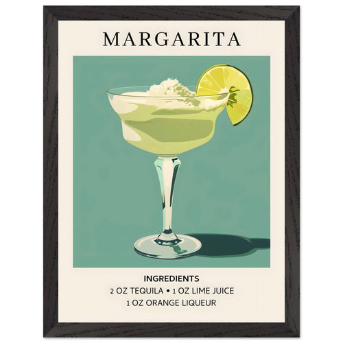Artfulprints Poster met Lijst Margarita cocktail - Ingrediënten   - 30x40 cm - Groen