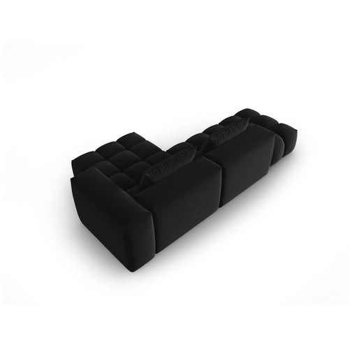 Cosmopolitan Design - Modulaire hoekbank rechts Verona 4-zits, flueel zwart - 145x265x70cm