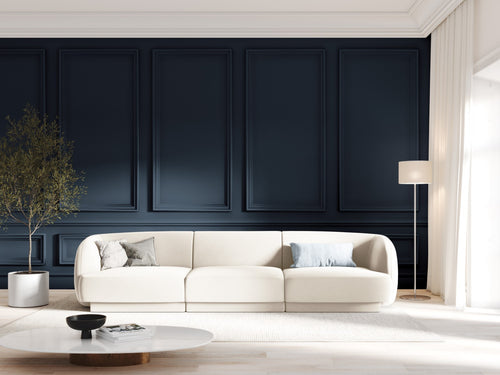 Micadoni Bank Miley 3-zits, flueel, lichtbeige - 90x255x70cm