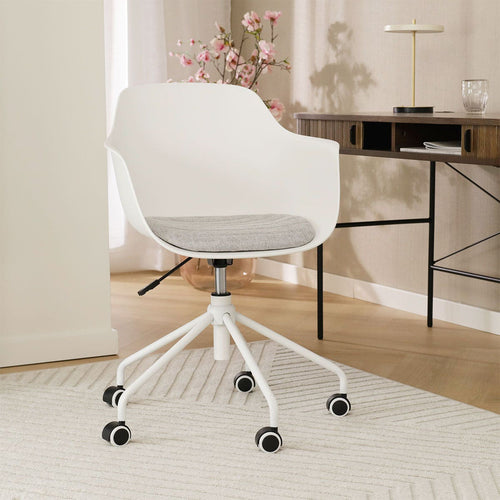 Nolon Nout-Liz Bureaustoel Wit - Lichtgrijs Kussen - Wit Onderstel - vtwonen shop