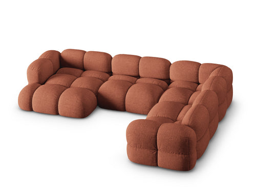 Cosmopolitan Design Panoramische hoekbank rechts Loretto 5-zits, structurele stof koraal - 250x345x68cm