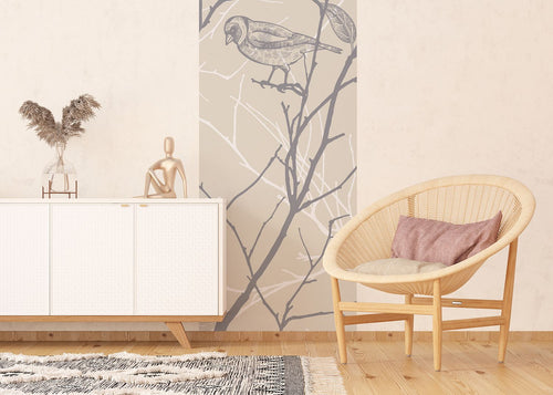 Sanders & Sanders poster vogels beige, wit en grijs - 90 x 270 cm - 601057 - vtwonen shop