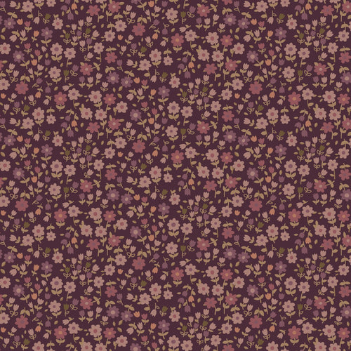 ESTAhome behang bloemetjes aubergine paars - 50 x 900 cm - 131636 - vtwonen shop
