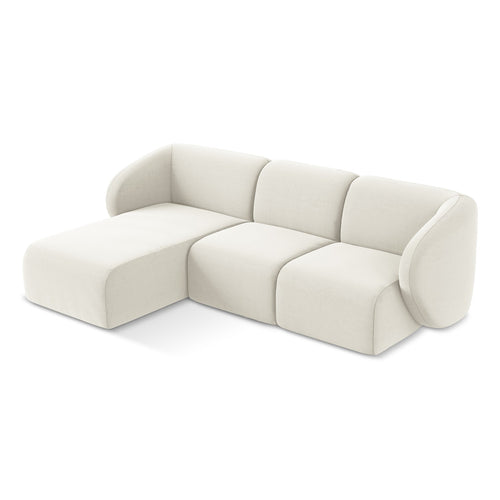 LaMiaSofa hoekbank links Cervo - velours - lichtbeige - 248x166x75