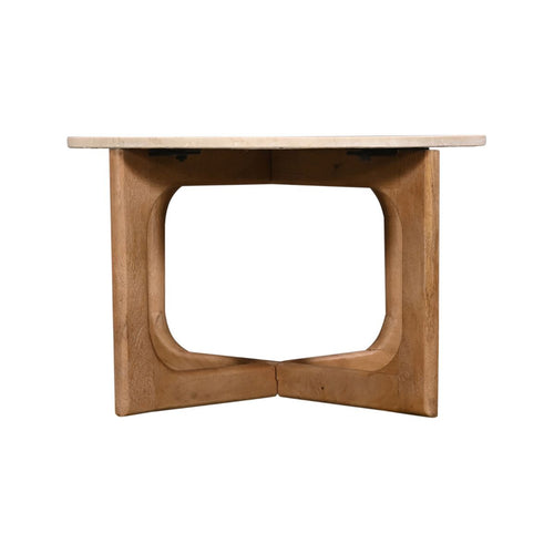 Giga Meubel Salontafel Lino Rond - Marmer/Hout - Naturel - Set van 2 - vtwonen shop