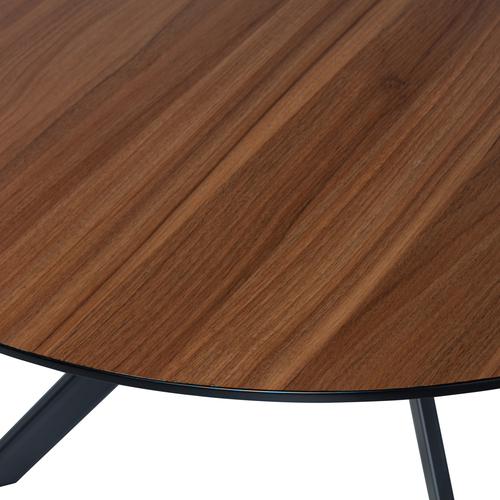 WOOOD eettafel rond Bruno- Walnoot - 75x120x120 - vtwonen shop