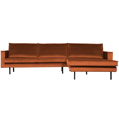 BePureHome chaise longue rechts Rodeo - Velvet - Roest - 85x300x86/155 - vtwonen shop