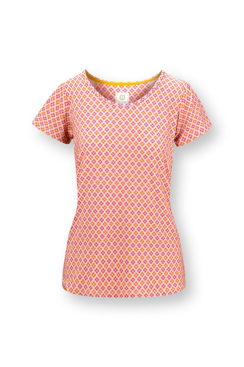 Pip Studio - Tilly Pajama Shirt Short Sleeve Women - Mojo - Pink - L - vtwonen shop