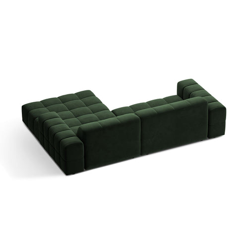 Cosmopolitan Design - Rechter hoekbank Chicago 3-zits, flueel flessengroen - 167x234x78cm