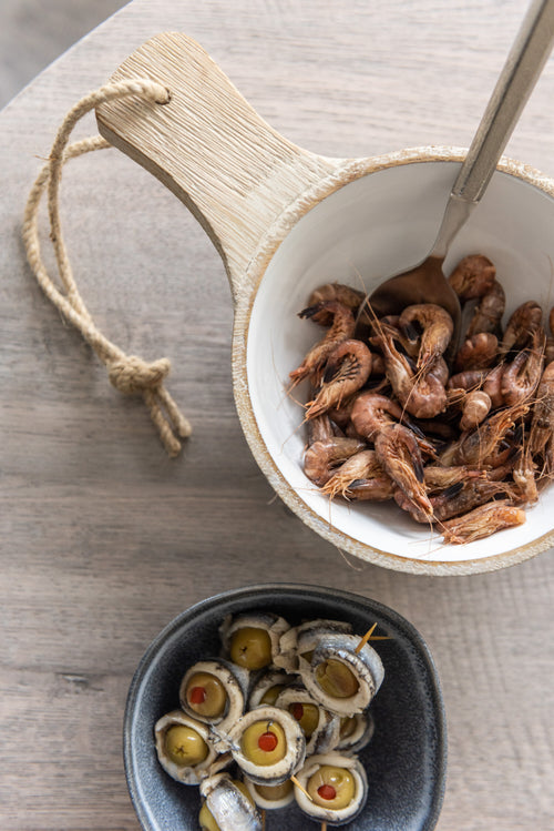 J-Line kom Koord - hout - naturel/wit