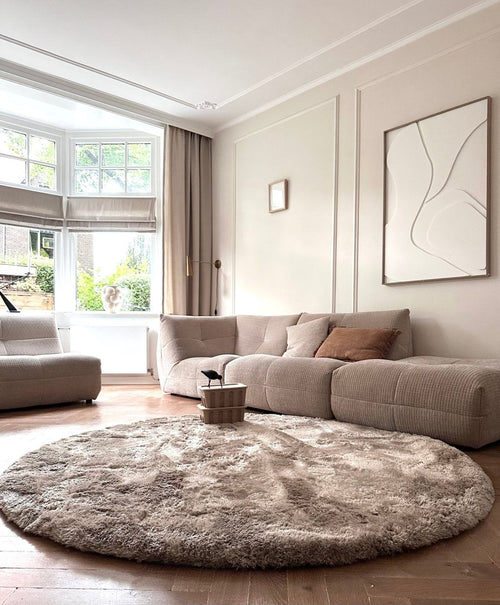 Interieur05 vloerkleed Odelia stone - rond -hoogpolig  - 160 x 160 cm