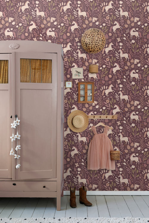 ESTAhome behang unicorns paars - 50 x 900 cm - 131925
