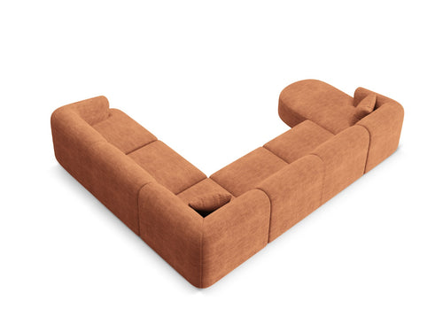 Cosmopolitan Design Modulaire panoramische hoekbank rechts Campi 7-zits, ribfluwelen terracotta - 255x330x70cm