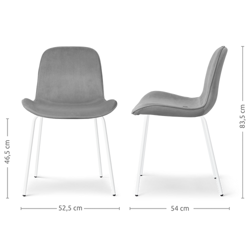 Nolon Nora-Fé Eetkamerstoelen Set van 2 - Velvet Grijs - Witte Poten - vtwonen shop