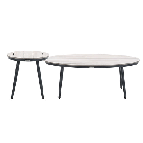 Garden Impressions bijzettafels Lucas donker grijs - teak look - 2-delig - vtwonen shop