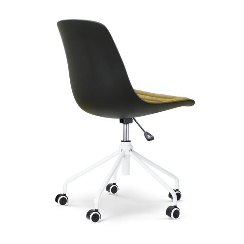 Nolon Nout-Liv eetkamerstoel zwart met mosgroen zitkussen - wit onderstel - vtwonen shop