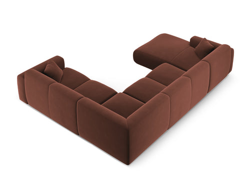 Cosmopolitan Design Panoramische hoekbank rechts Nolio 6-zits, flueel leer - 252x342x72cm