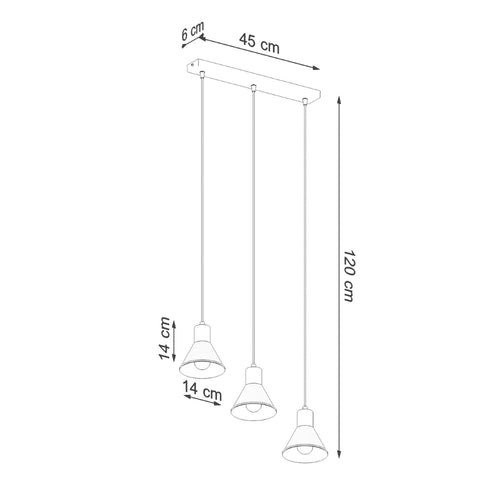 Sollux Lighting Hanglamp TALEJA 3 zwart [E27] - 45x14x120cm