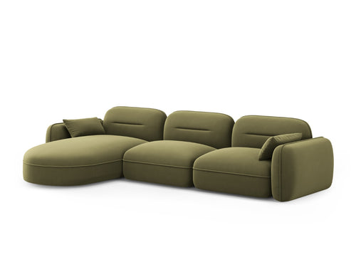 Cosmopolitan Design Modulaire hoekbank links Sydney 4-zits, flueel, lichtgroen - 165x320x70cm
