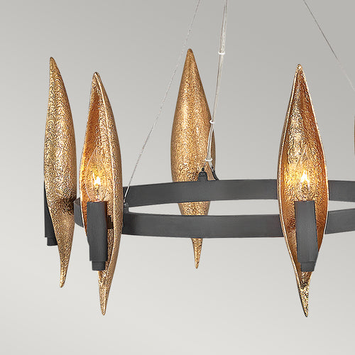 Elstead Hinkley Willow Cilindrische hanglamp in carbonzwart met luxe goud