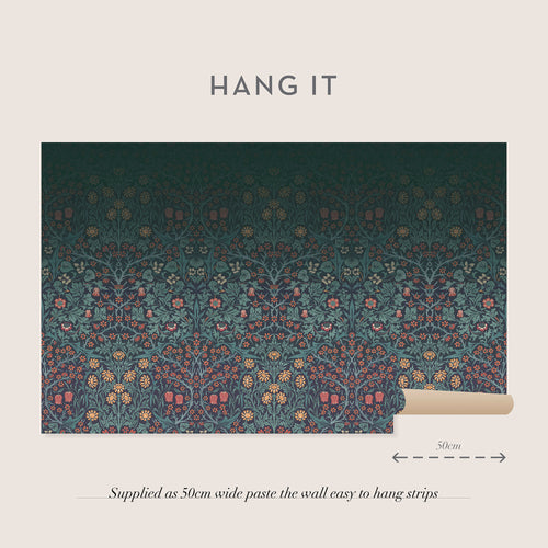 William Morris at Home Fotobehang - Blackthorn Navy - 400x250 cm - vtwonen shop