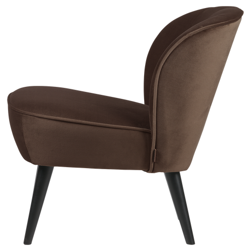 WOOOD fauteuil Sara - Velvet - Donkerbruin - 71x59x70