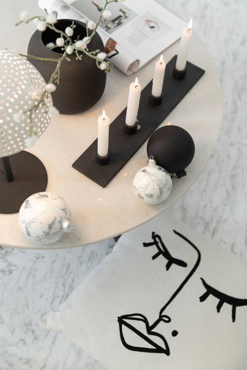 J-Line kussen Melissa - katoen - zwart/wit