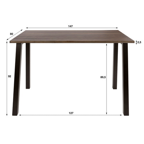 Giga Meubel Bartafel Edge Pure - Bruin Hout - 147x80x92cm
