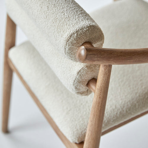 Tikamoon Leunstoel van massief acacia en boucléstof - Beige