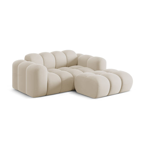 Cosmopolitan Design - Rechter hoekbank Treno 2-zits, flueel donkerbeige - 164x180x70cm