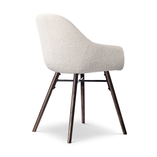 Nolon Nena-Mae Eetkamerstoelen Set van 2 - Bouclé Beige - Walnoot - vtwonen shop