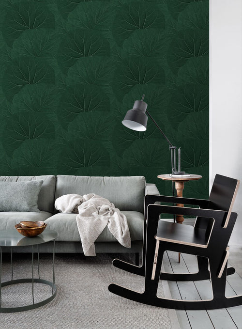 ESTAhome behang grote bladeren emerald groen - 53 cm x 10.05 m - 138997