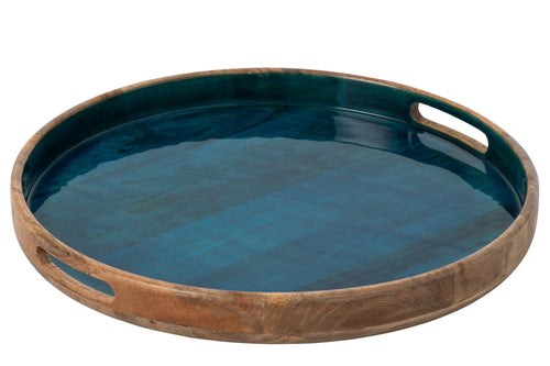 J-Line plateau - hout - petrol/naturel