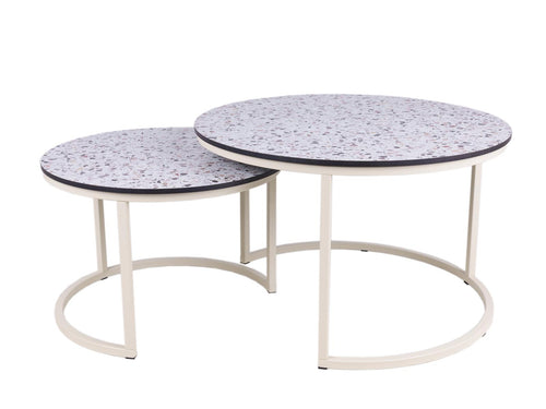 MaximaVida ronde salontafel set Lucca XL 75 en 58 cm ivoor – HPL terrazzo look - vtwonen shop