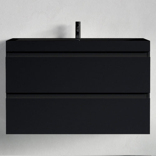 LOMAZOO badkamermeubel Monaco - zwevend - zwart - mat zwart - 80 cm