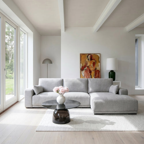 Furnhouse chaise longue bank rechts California - Lichtgrijs - Stof - 105x305x85