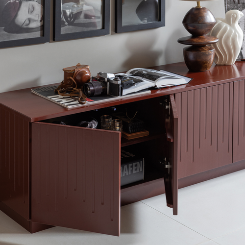 WOOOD tv-meubel Pencil - Grenen - Merlot Gloss - 52x180x40 - vtwonen shop